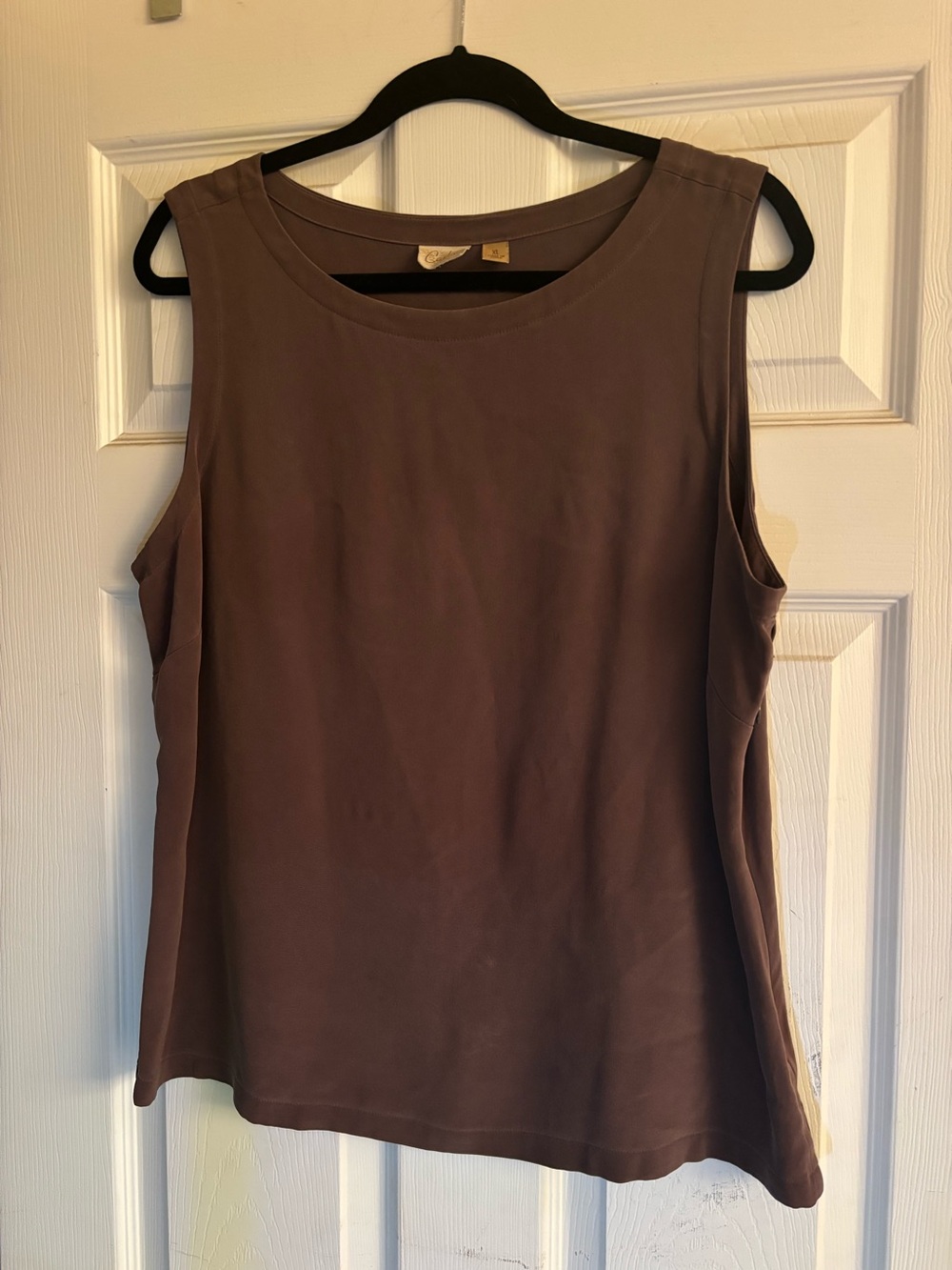Caslon 100% Silk Tank/Sleeveless Top, Brown, Side Zipper, Size XL, Like New
